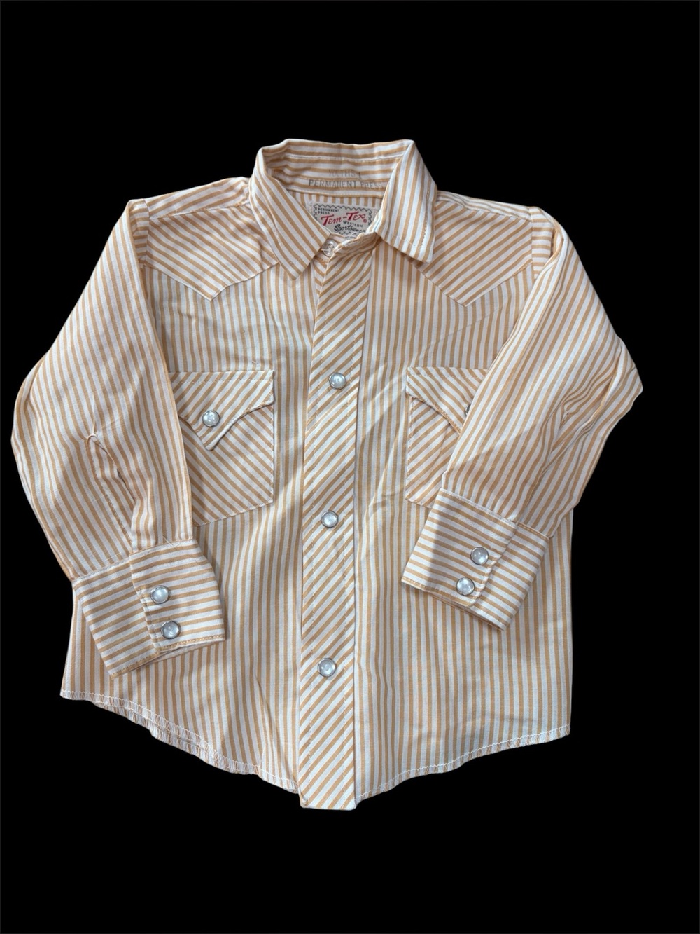 Vintage Tem-Tex Kids Pearl Snap Western Shirt Striped Cowboy Rockabilly - 2T